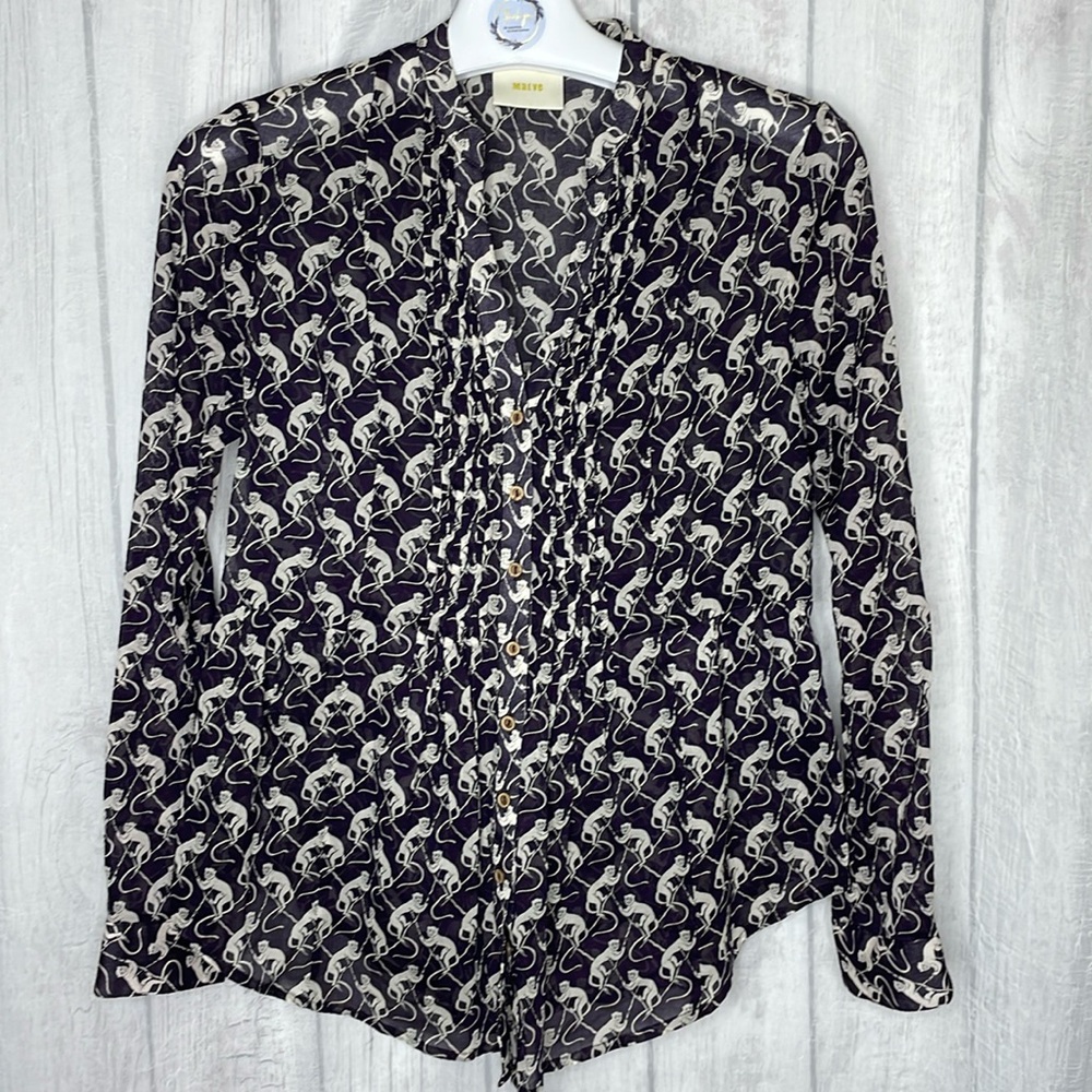 Anthropologie Maeve Monkey print shirt.